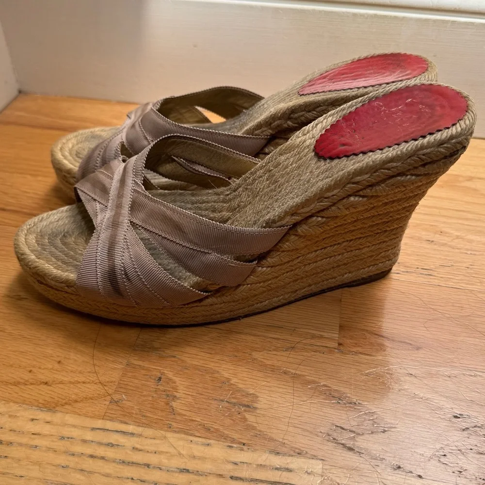 CHRISTIAN LOUBOUTIN Wedge Strappy Summer Sandals Tan size 40